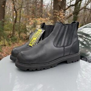 Iron Age Goodyear WeltASTM F2413-05 Steel Toe Black Leather Boots Mens Size 8.5D
